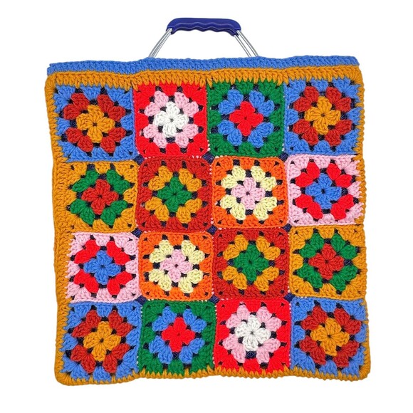 Vintage Festival Granny Square Knit Mesh Lined Tote Bag Spain - Picture 4 of 9